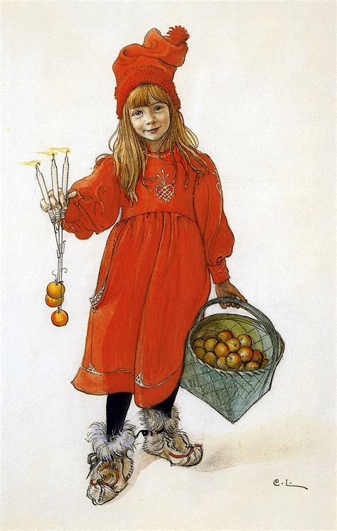 Carl Larsson Brita With Candles And Apples 1901 Carl Larsson Art