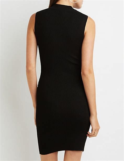 Ribbed Mock Neck Bodycon Dress Charlotte Russe