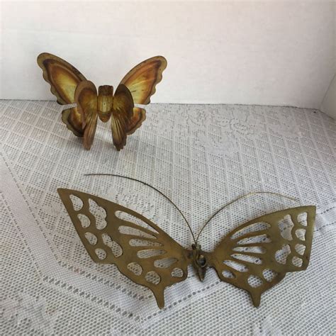 Vintage Butterfly Wall Hangings Punched Brass Butterflies Etsy