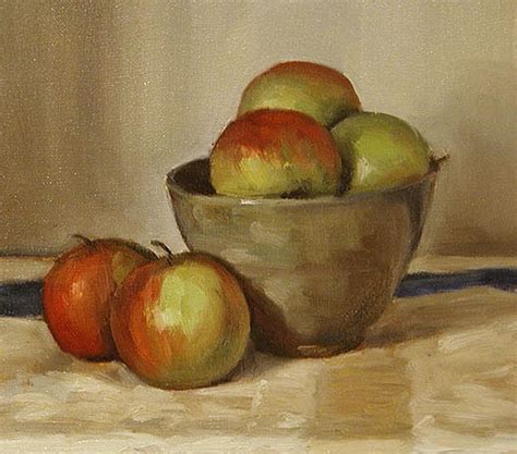 Still Lifebowl Of Apples An Oil Painting By Julian Merrow Smith