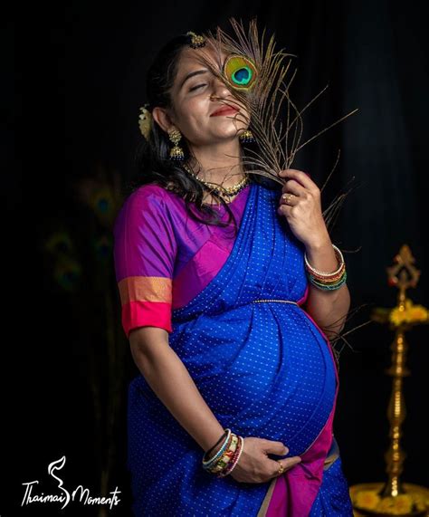 beauty pregnant saree lady beauty saree