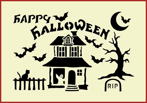 Happy Halloween 2 Stencil Haunted House From The Artful Stencil