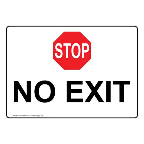 No Exit Sign Or Label White 6 Sizes Made In Usa