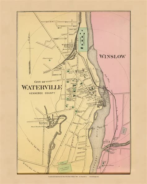 Waterville And Winslow Villages 30a Maine 1894 Old Map Reprint Stuart