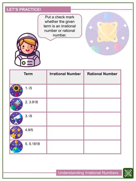 Approximations Irrational Numbers Worksheet
