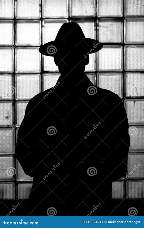 Dark Mystical Silhouette Of A Man In A Hat At Night Stock Image Image