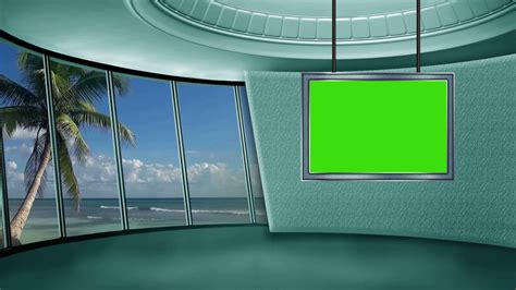 News Tv Studio Set 09 Virtual Green Screen Background Loop Stock