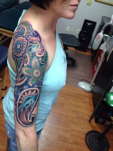 Beautiful Color Ink Paisley Pattern Sleeve Tattoo Creativefan