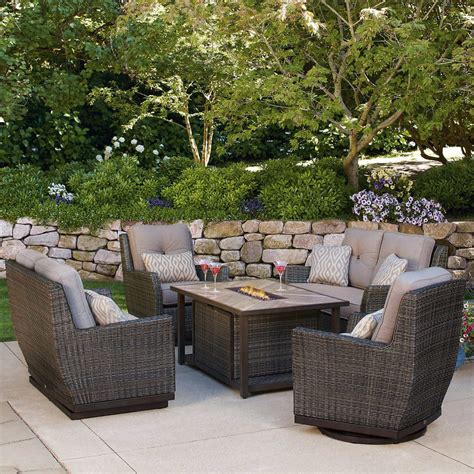 Cast aluminum outdoor patio furniture dining sets and deep seating. Pin by Falcon Ridge on Outdoor | Fire pit patio set, Patio ...