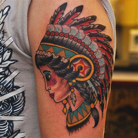 traditional indian head tattoo by phil gibbs stand proud tattoo traditional tattoos indian