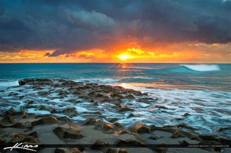 Ocean Reef Park Riviera Beach Florida Sunrise At Rocks Hdr