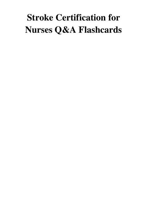 Stroke Certification For Nurses Qanda Flashcards Pdf Kathy Morrison Msn