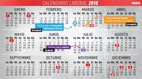 Calendario 2018 Calendario laboral España 2018 todos los festivos y