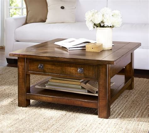 Let our handcrafted reclaimed wood coffee table take center stage in your living room. Benchwright Square Coffee Table, Rustic Mahogany | Pottery ...