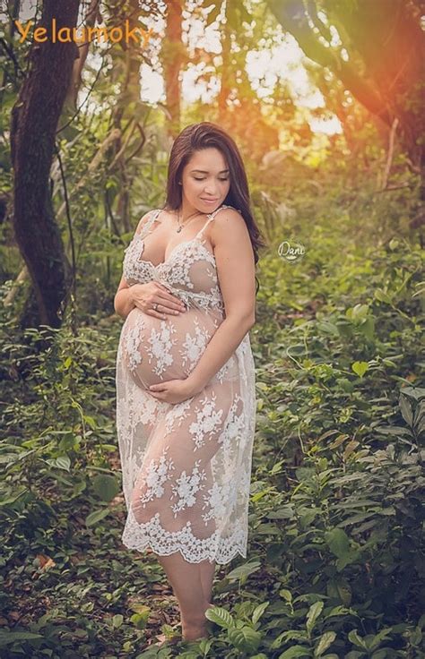 Sleeveless Photography Maternity Lace Dress Prop Photo Shooting Lace Maternity Gowns Sheer