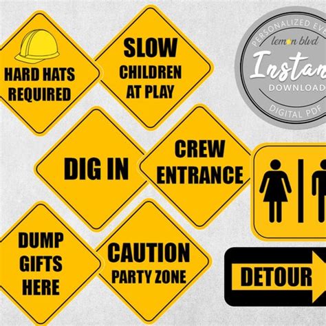 Construction Party Signs Instant Download Dump Truck Etsy