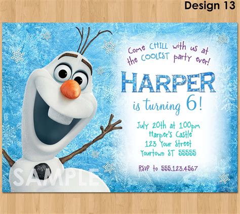 Olaf Invitation Frozen Olaf Birthday Invitation Printable