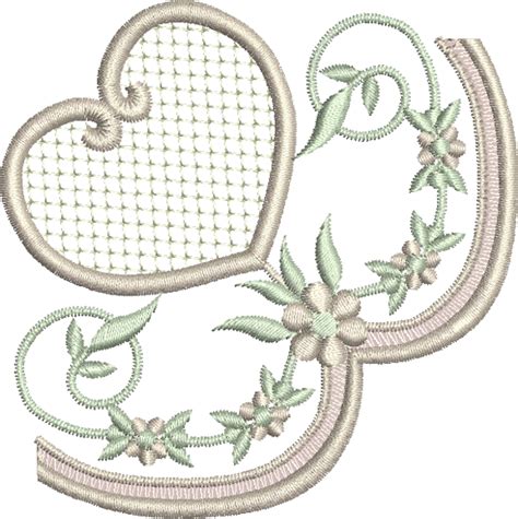 Heart and Flowers Border Corner Embroidery Motif - 12 - Embroidery Ins ...