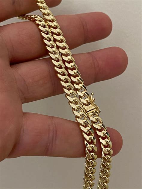 Real 10k Yellow Gold Mens Miami Cuban Link Chain Necklace Thick 6mm Box