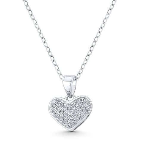Heart Cz Crystal Pave Pendant In 925 Sterling Silver W Rhodium Gn