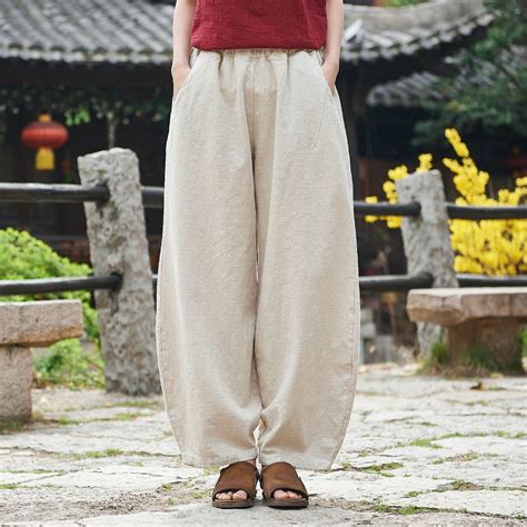 2019 NEW Women Natural Ramie Linen Cotton And Linen Soft Trousers