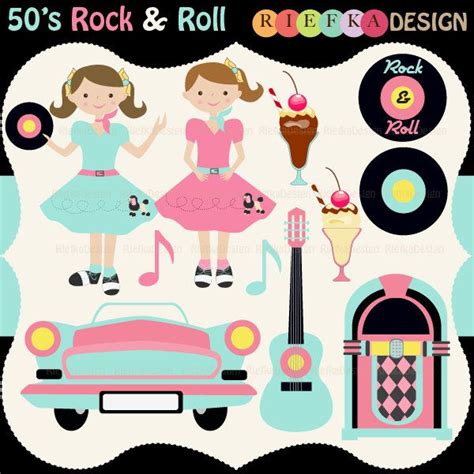 The 50s Rock And Roll Clipart Collection Is Available For Use On