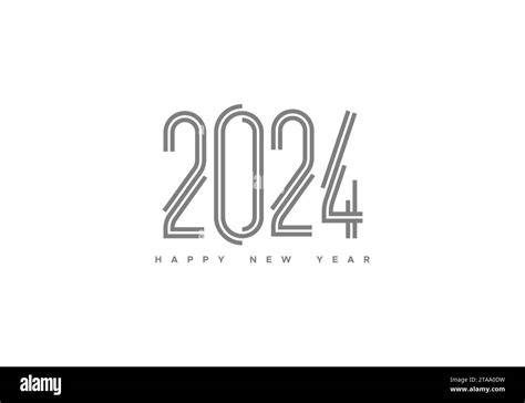 Happy New 2024 Year Typography Logo Design Vector Minimalist