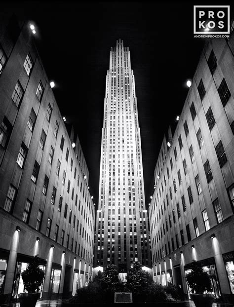 Rockefeller Center At Night Bandw Fine Art Photo