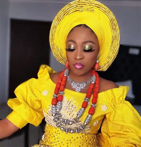 Nigerian Gele Nigerian Beads Nigerian Wedding Dresses Traditional Gold Makeup Eye Makeup