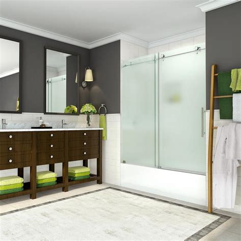 Sliding doors have a fixed, stationary glass panel and a operable panel that slides horizontally across the stationary panel. Aston Coraline 56 - 60 in. x 60 in. Completely Frameless ...