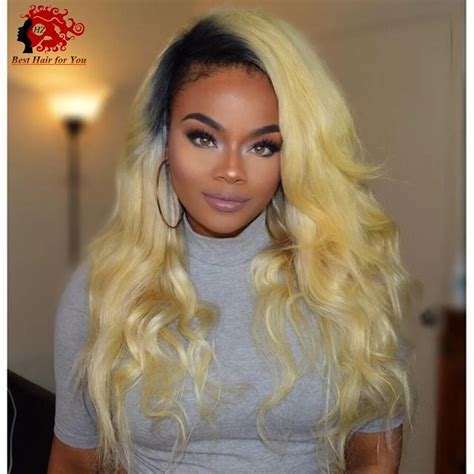 ombre dark root blonde ombre lace front wig 1bt 613 natural wavy brazilian ombre two tone