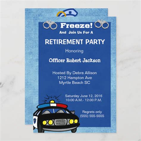 funny police officer retirement invitation zazzle