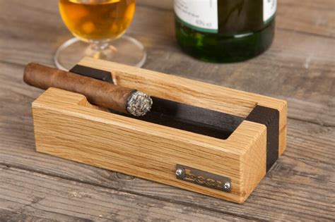 Wooden Cigar Ashtray Gentleman Gift Solid Wood Ashtray Oak Etsy