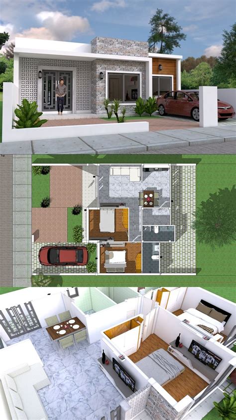 Simple Home Design Plan 10x8m With 2 Bedrooms Samphoas Plan