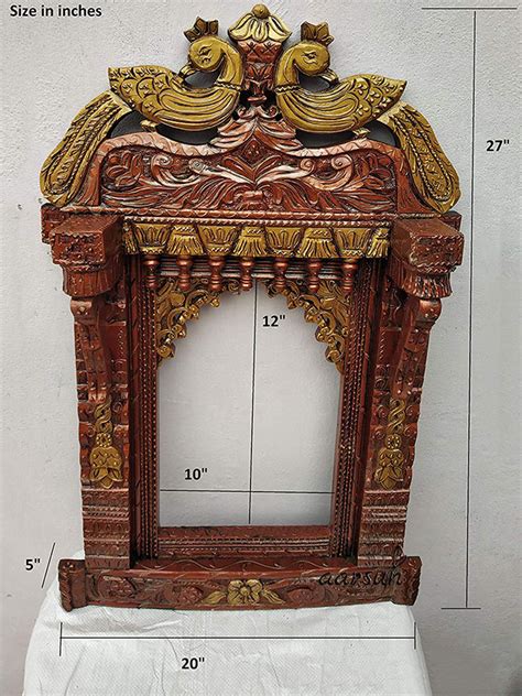 Peacock Carving Jharokha Quality Wood Jh 0023