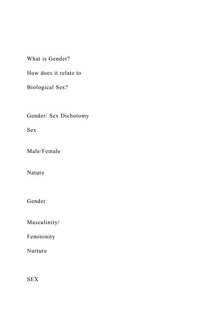 What Is Gender How Does It Relate To Biological Sex Docx