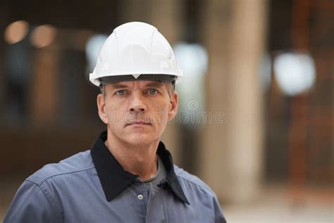 Mature Construction Worker Looking At Camera Stock Image Image Of