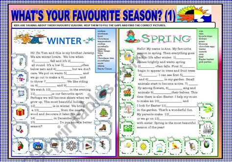 The Worksheet Is Designed To Practice Typical Seasonal Associations