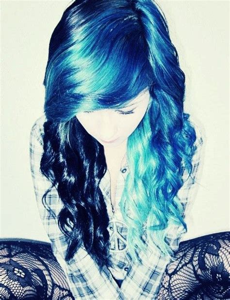 Scene Girl Curly Turquoise Hair Dark Blue Hair Scene Hair
