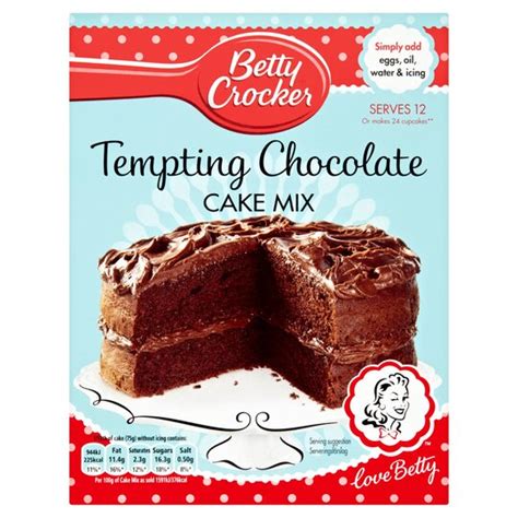 Prepare cake mix on its own or head to bettycrocker.com for creative dessert recipes the whole family will love; Betty Crocker Chocolate Cake Mix 425G - Tesco Groceries