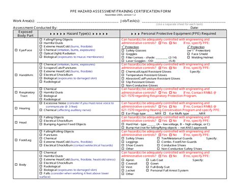 Best Ppe Hazard Assessment Form Template Pdf In 2021 Assessment Images