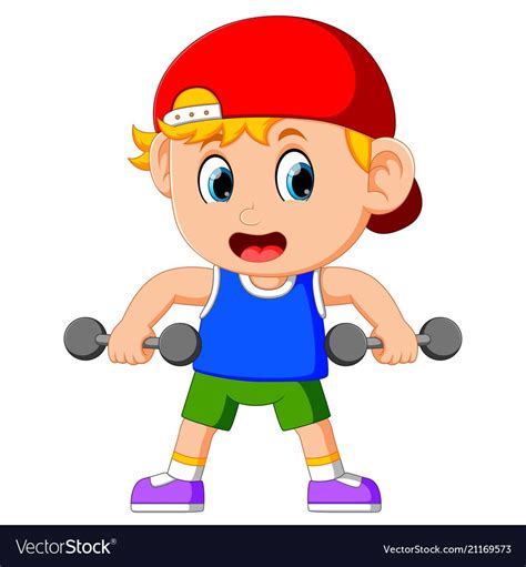 Illustration Of Young Boy Doing Weightlifting Download A Free Preview