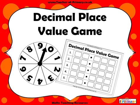 Decimal Place Value Game Teaching Resources