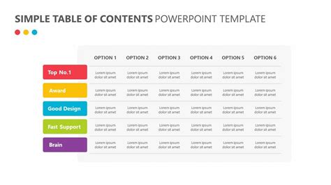 Simple Table Of Contents Powerpoint Template Slide1 Powerpoint