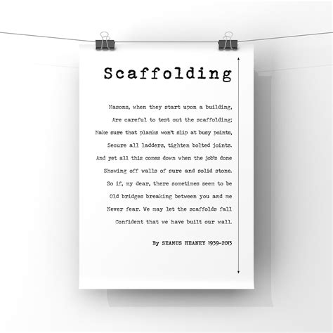 Scaffolding Poem By Seamus Heaney Poster Print Love Poetry Etsy