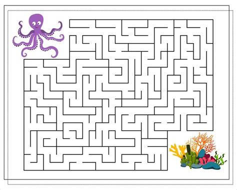 A Maze Game For Kids Guide The Octopus Through The Maze To The Corals