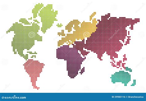 Pixel World Map Cartoon Vector Cartoondealer