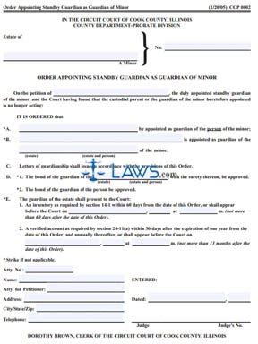 Parents need to prepare temporary guardianship forms before granting custody of their child to another adult. Form CCP0002 Order Appointing Standby Guardian As Guardian of Minor | Legal Forms