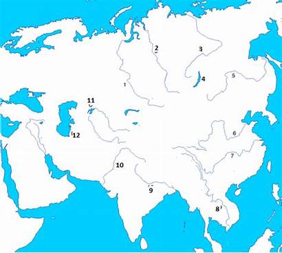Map Asia Blank Physical Rivers Asian Continents