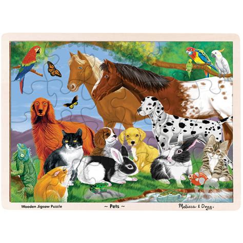 Melissa And Doug Pets Wooden Jigsaw Puzzle With Storage Tray 24 Pcs